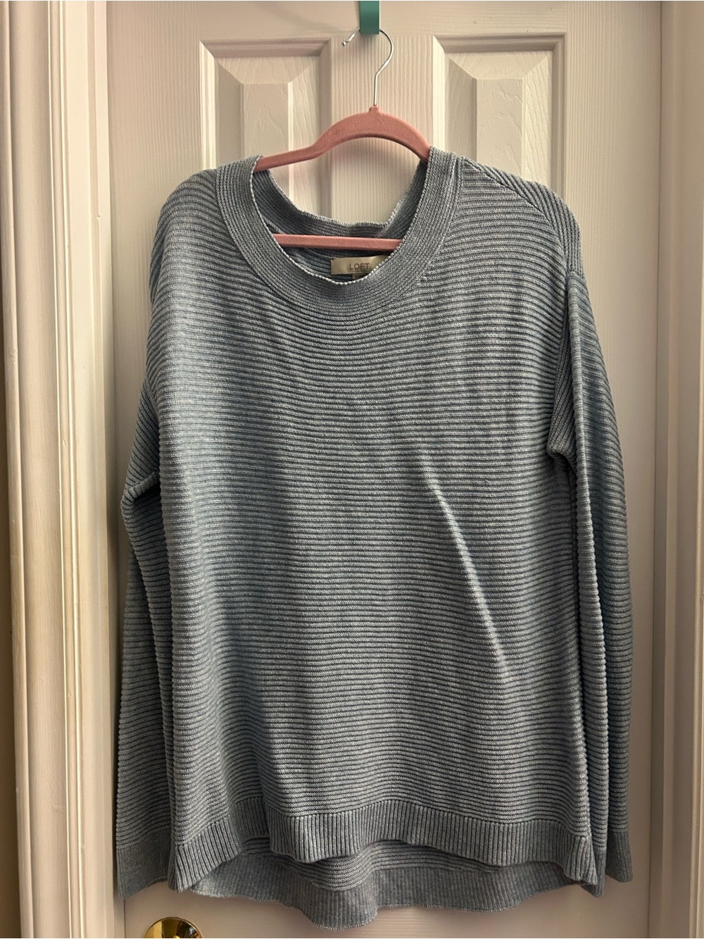 LOFT Ribbed Crewneck Sweater in Light blue
